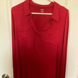 Beautiful Red Pull Over Top. Size Large. Perfect Condition. Rayon Blend. a.n.a